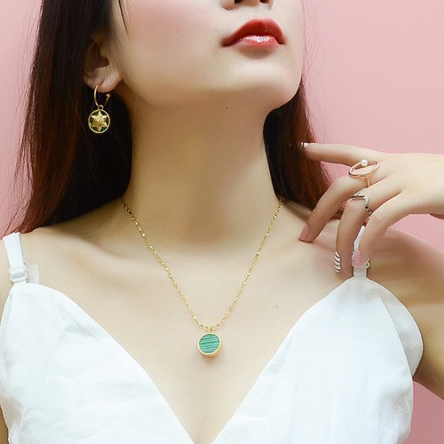 Dây Chuyền Nữ Mặt Tròn Đeo Được 2 Mặt Titan Ko Đen TT 3050