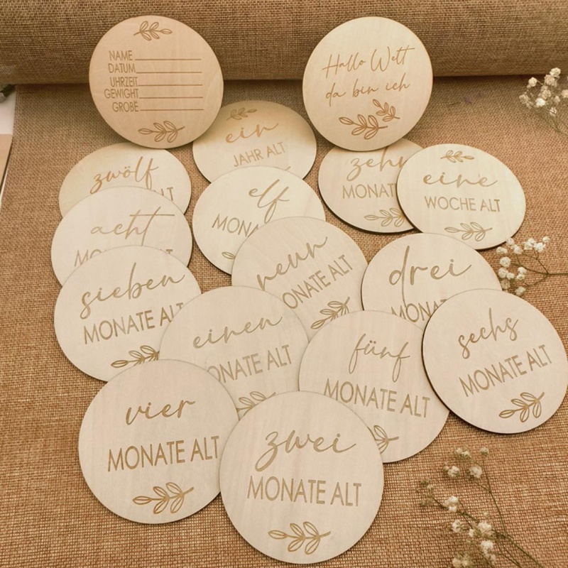 ✿ Set 16 Tấm Thẻ Đánh Dấu Cột Mốc Phát Triển Theo Tháng Cho Mẹ Bầu Và Bé