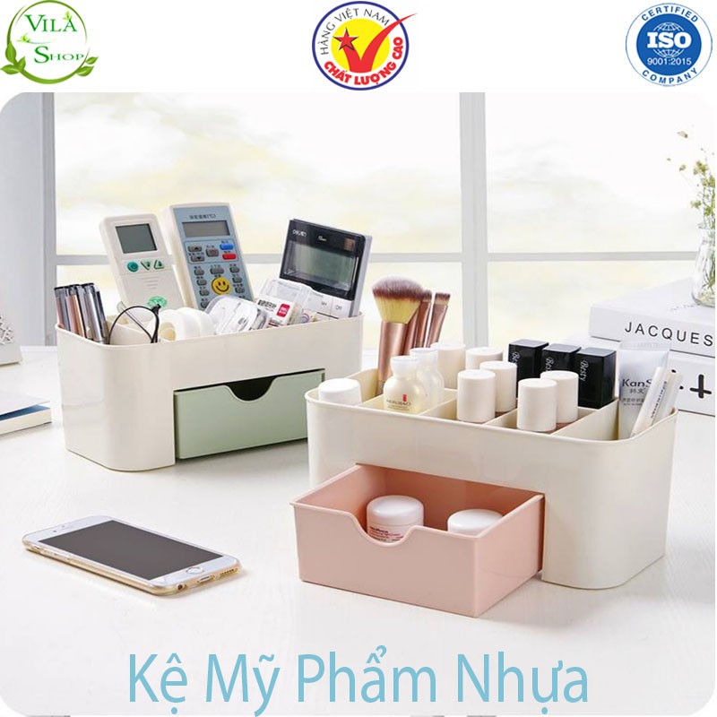 Kệ Đựng Mỹ Phẩm Nhựa - Khay/Kệ Mỹ Phẩm Mini Có Ngăn Kéo Tiện Ích