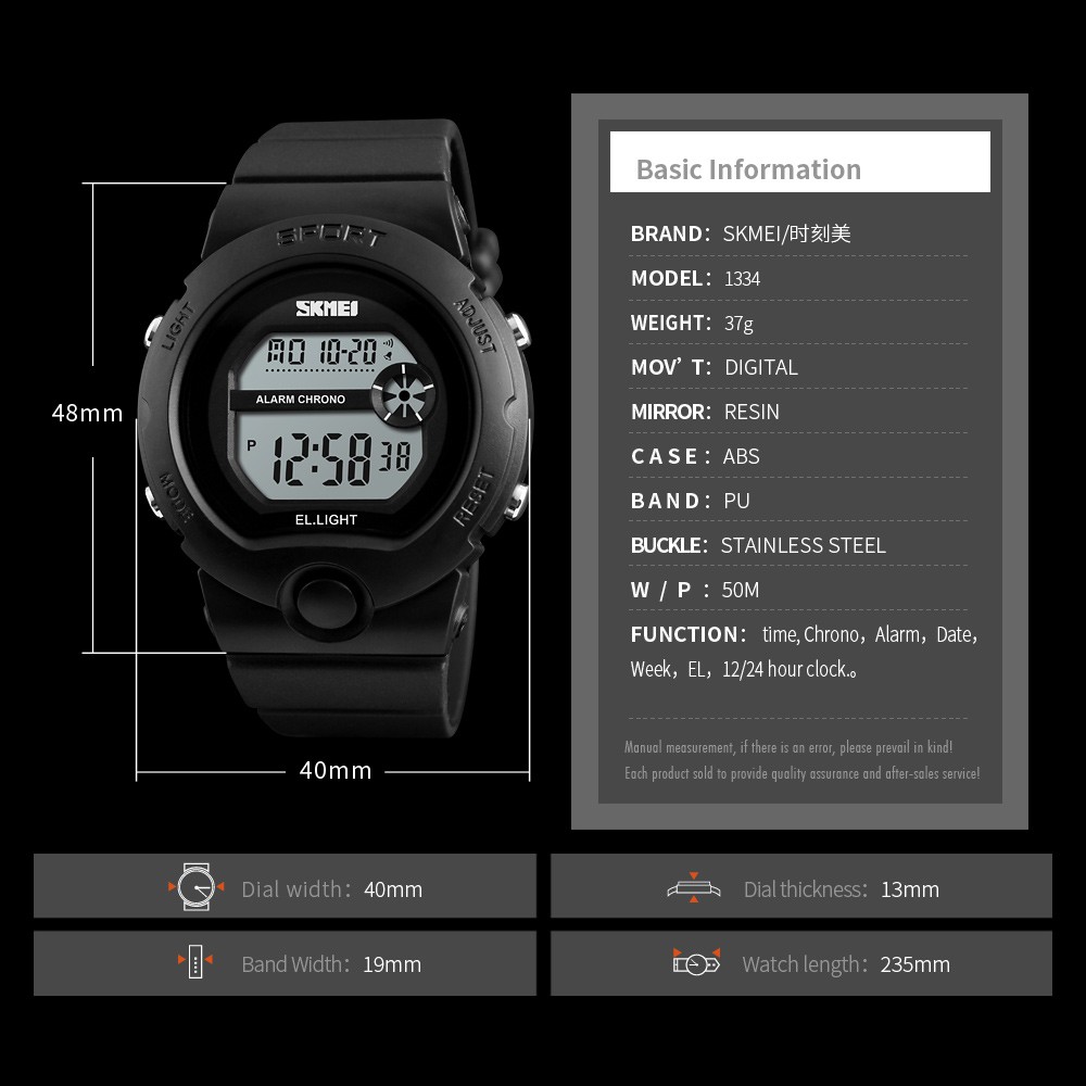 Đồng hồ Thể Thao Nữ SKMEI 1334 Điện tử Chính Hãng Chống Nước Giá Rẻ (Đen)