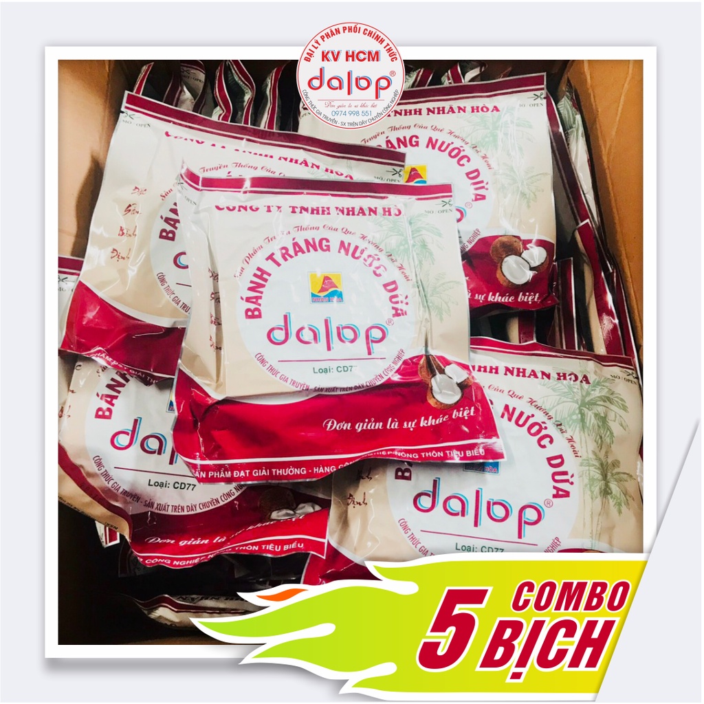 COMBO 5 bịch  bánh tráng nước dừa nướng sẵn Dalop - Bánh mới mỗi ngày - Chính gốc Cty TNHH Nhân Hòa - Bình Định