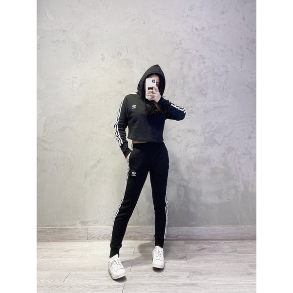 Hàng Xuất266 CROP HOODIE BLACK Made in Cambodia full tag code