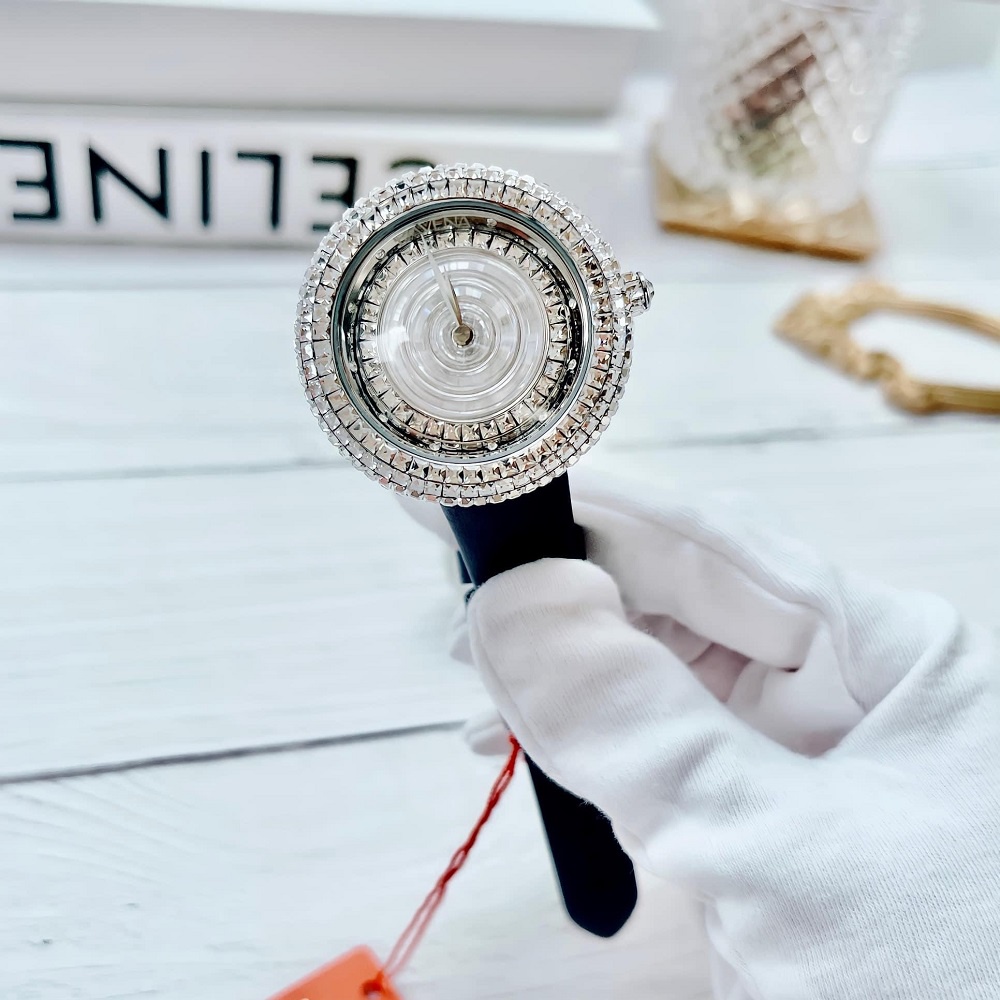 Đồng Hồ Nữ Davena 32091 Dây Da Xanh Đen Silver Chính Hãng 39mm