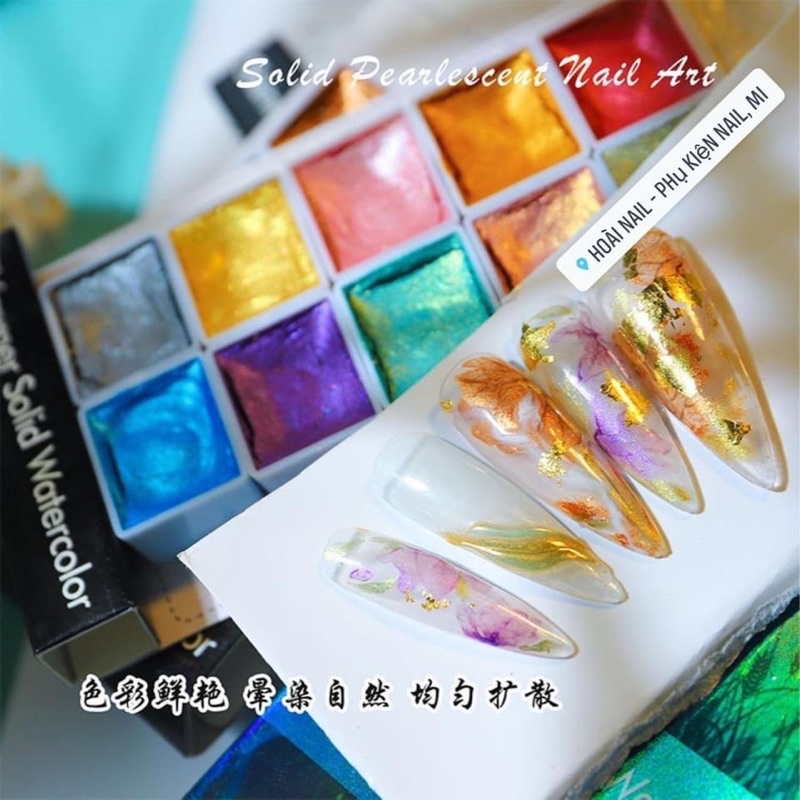 Set màu vẽ khô nhũ cao cấp- phụ kiện nail