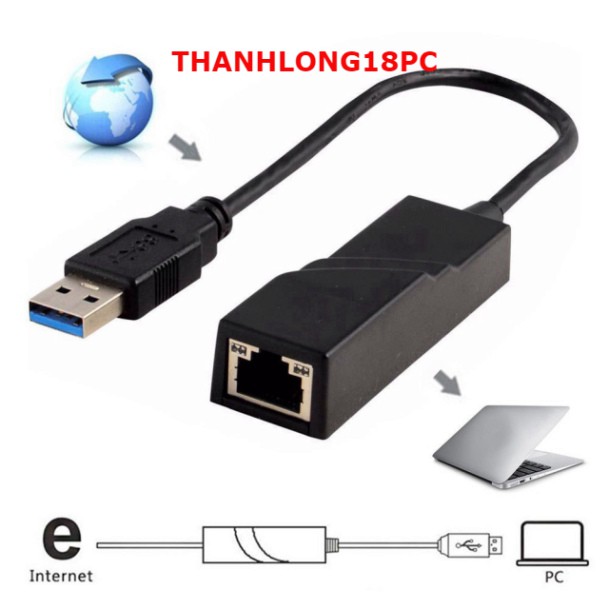Dây Chuyển Đổi USB 3.0 Sang Cổng Lan RJ45 10-100-1000 Mbps CHẤT LƯỢNG CAO | BigBuy360 - bigbuy360.vn