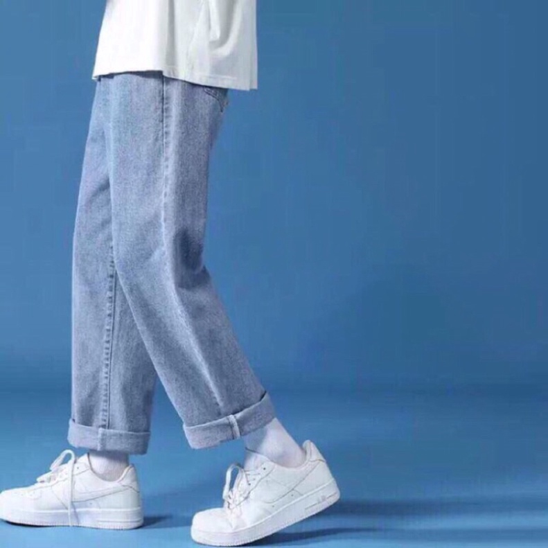 Quần vải jean bò baggy jeans nam nữ ống suông rộng dáng Unisex hàng Quảng Châu sành điệu style năm 2021
