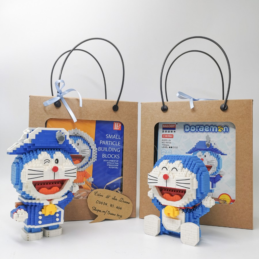 Combo 5 Hộp quà, hộp trưng bày Vintage kraft Châu Âu 400gsm - size 21cm x 18,8cm x 9,2cm đựng vừa Doraemon Balody