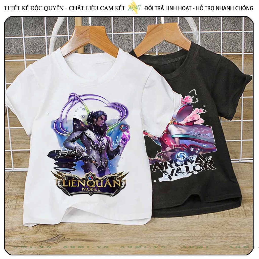 ÁO THUN GARENA LIÊN QUÂN UNISEX PHÔNG NAM NỮ GIA ĐÌNH CẶP ĐÔI ĐEN TRẮNG HỒNG SIZE TRẺ EM CHO BÉ TRAI GÁI AOMIVN