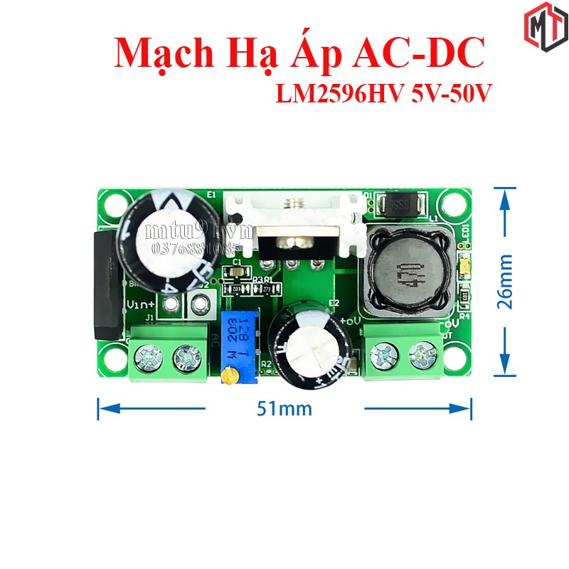 Mạch Giảm Áp - Hạ Áp LM2596HV AC 5V ~ 30V, DC 5V-50V sang DC 3.3V ~ 33V