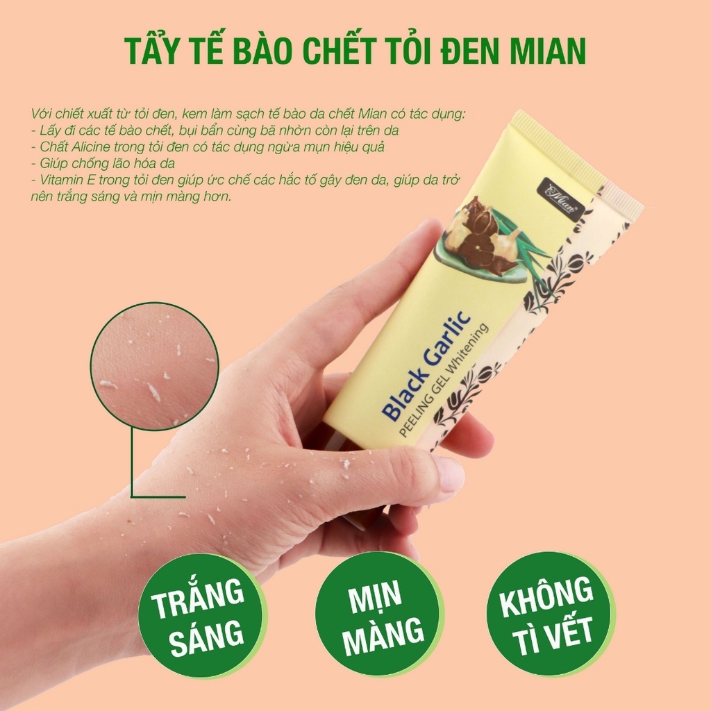 Gel tẩy tế bào chết cơ thể chiết xuất Tỏi đen Mian (Peeling Gel) 50ml