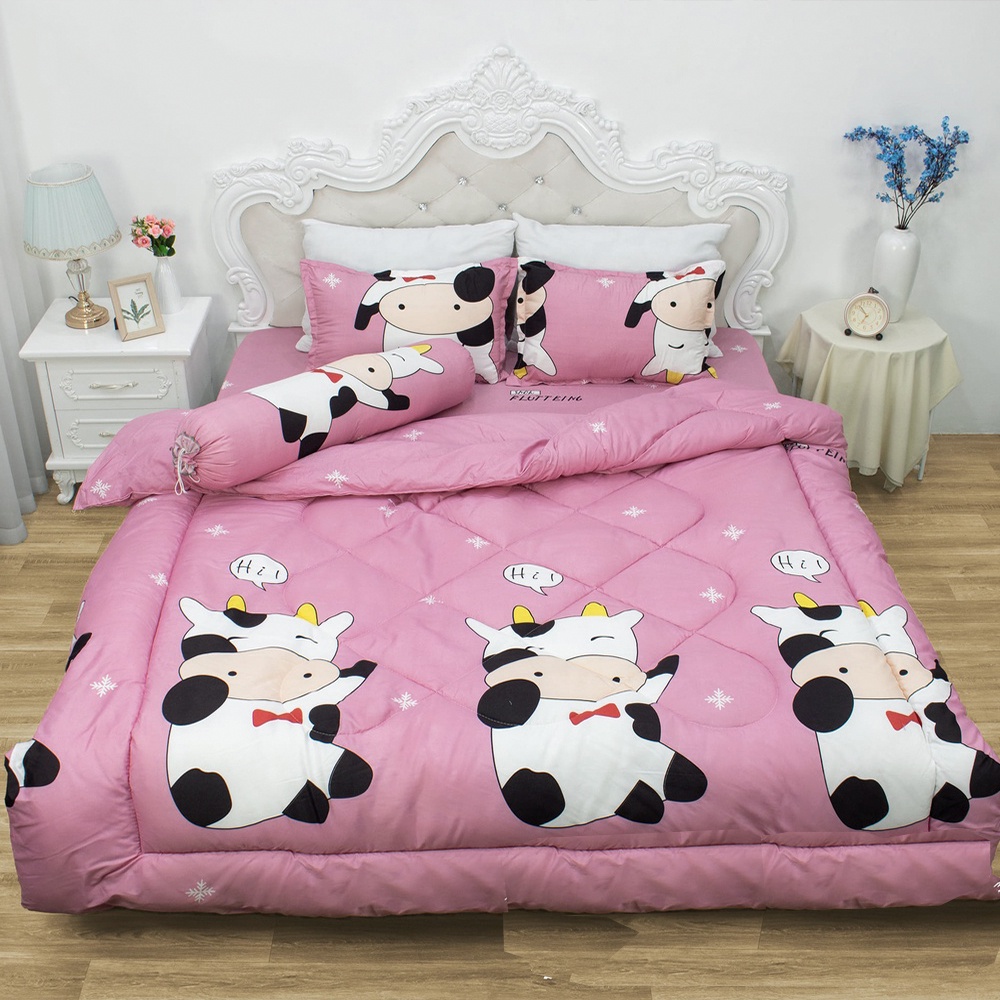 [CHĂN PHAO] Set 5 CHĂN PHAO Ga Vỏ Gối Cotton Poly Mẫu VŨ TRỤ [ Chăn phao + Ga chun + Vỏ gối + Vỏ ôm ]