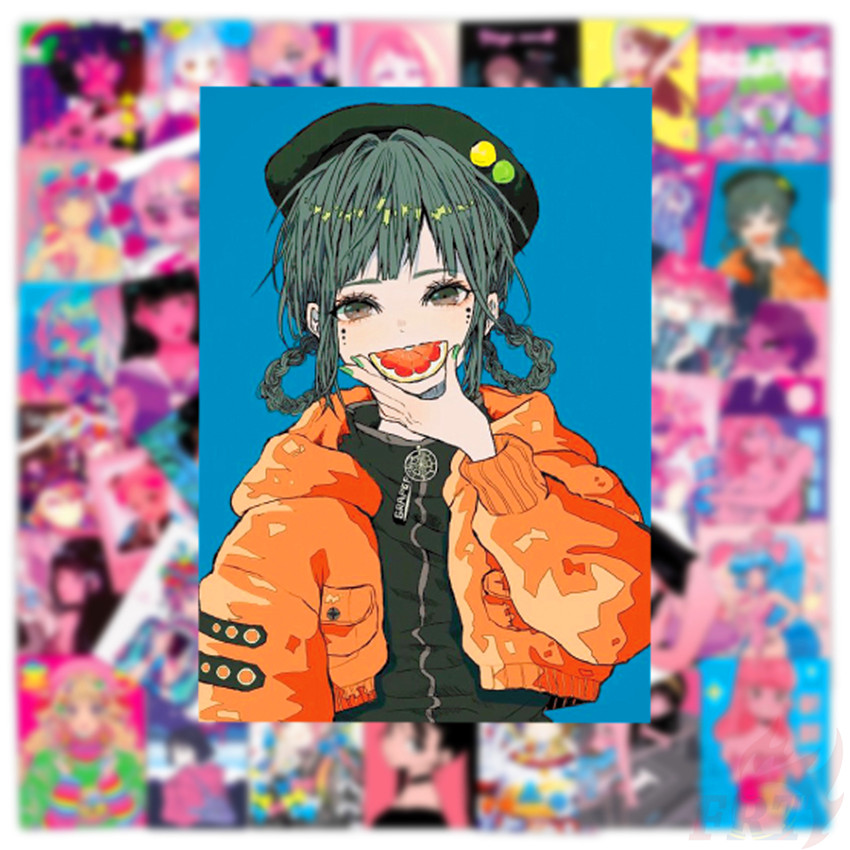❉ POP Pink Tokyo Girl - Series 04 Illustration Beauty Stickers ❉ 50Pcs/Set Waterproof DIY Fashion Decals Doodle Stickers