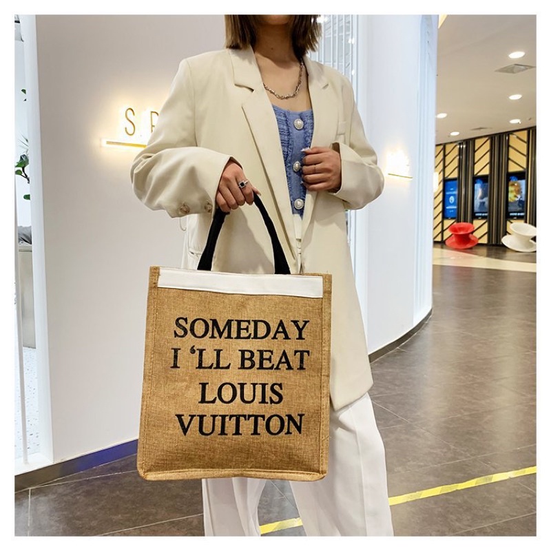 Túi cói Someday hàng Quảng Châu loại 1 dày dặn có đế lót đáy giữ form - Túi xách cói du lịch SOMEDAY đi biển đi làm