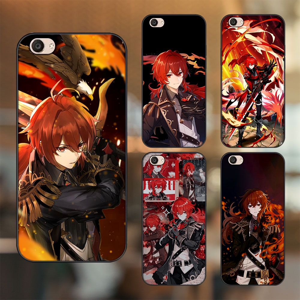 Ốp lưng Vivo V5, V5 Plus viền đen in hình Diluc Genshin Impact