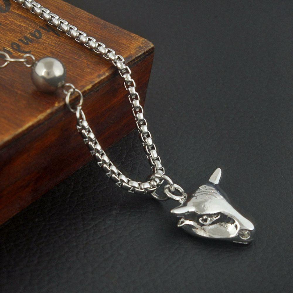 Vòng cổ Thép Titan Mặt Hình Đầu Hươu Đơn Giản Phong Cách Hàn Quốc Cho Nam