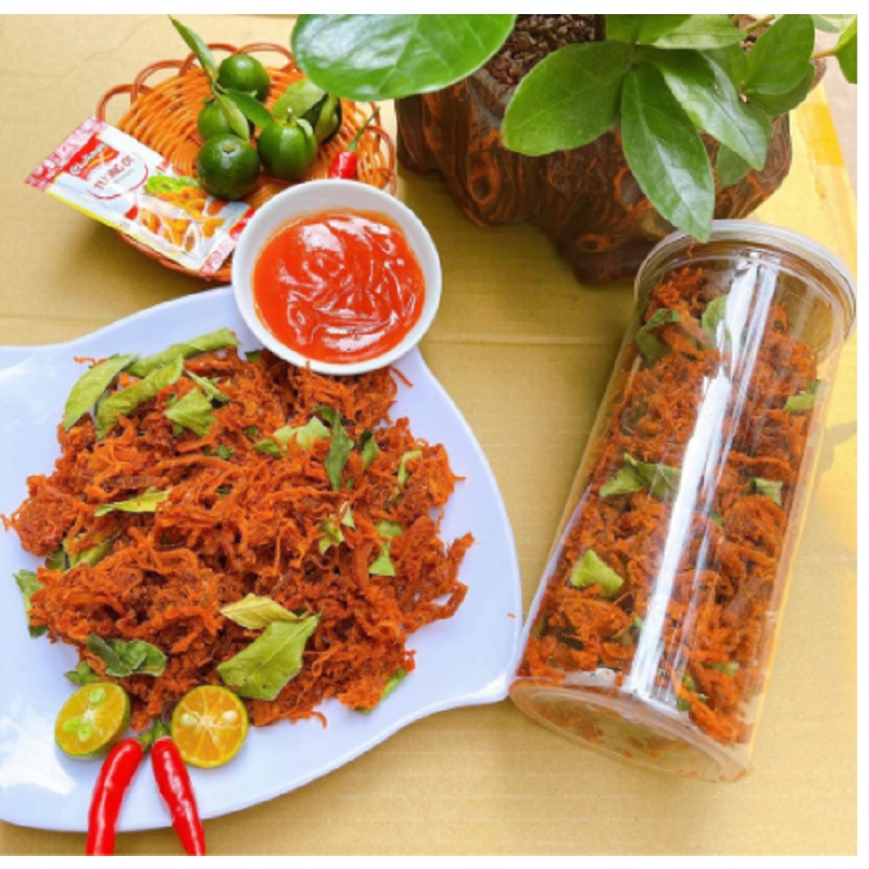KHÔ BÒ SỢI LÁ CHANH, lon pet 300g, loại ngon, Mami Food