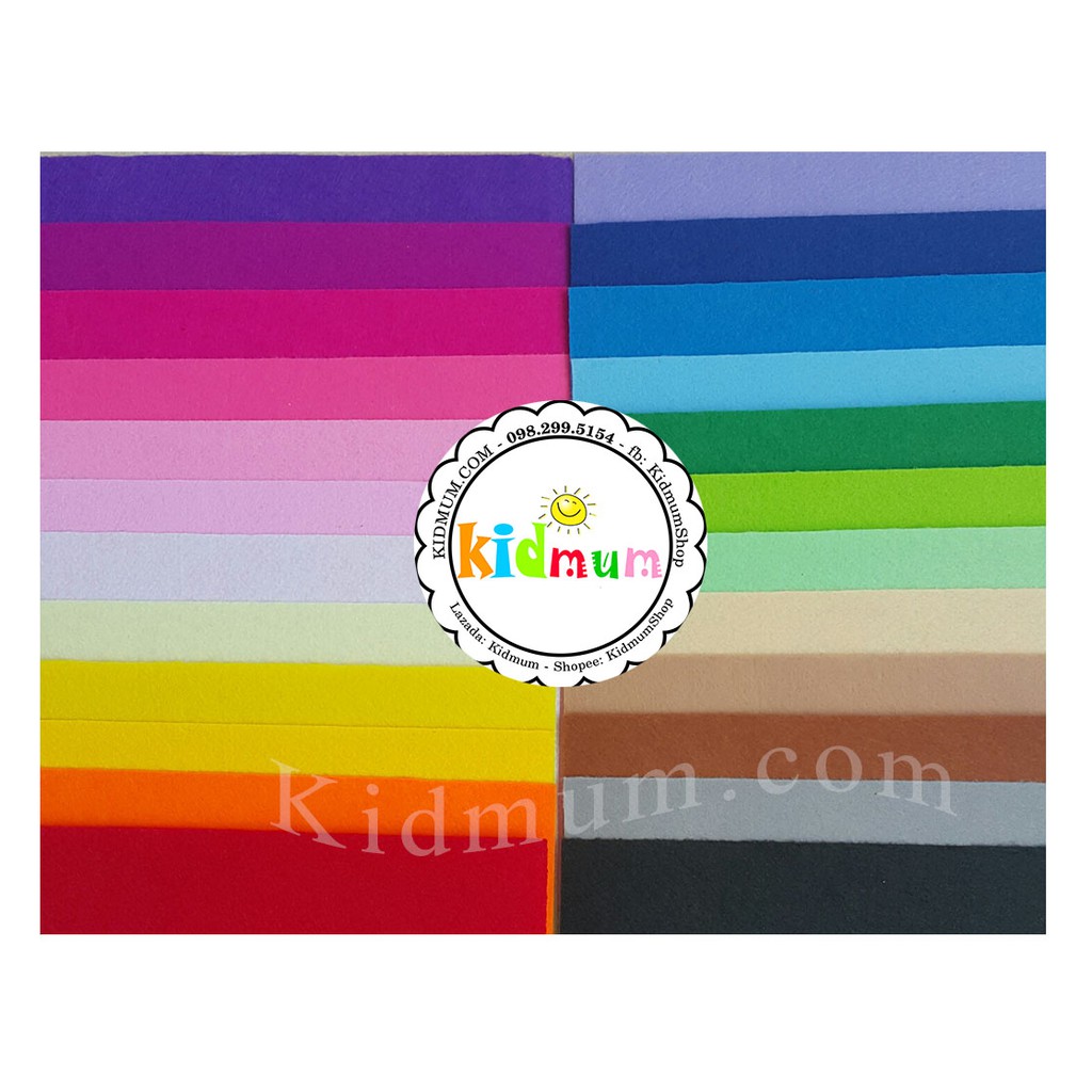 [sỉ = 15k] 1 yard = 90*90cm, Vải nỉ cứng đủ màu, làm đồ thủ công, handmade, DIY, craft, học cụ trẻ em