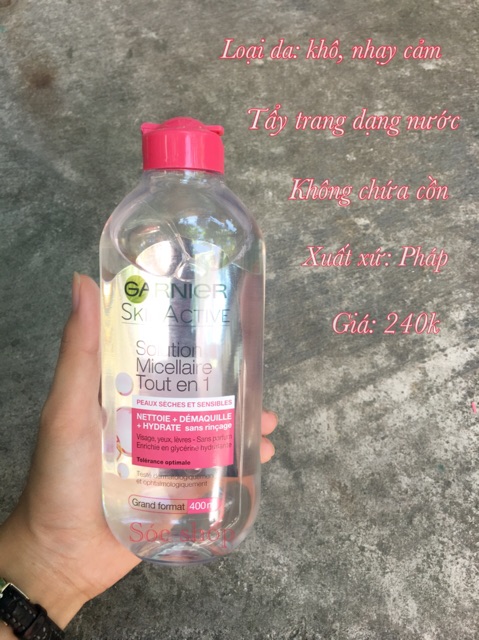 Garnier Micellar Cleansing Water – nước tẩy trang 400ml - bản Pháp đủ loại