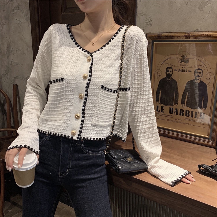 Áo Khoác Cardigan Tay Dài Cổ Chữ V Thời Trang Hàn Quốc Cho Nữ