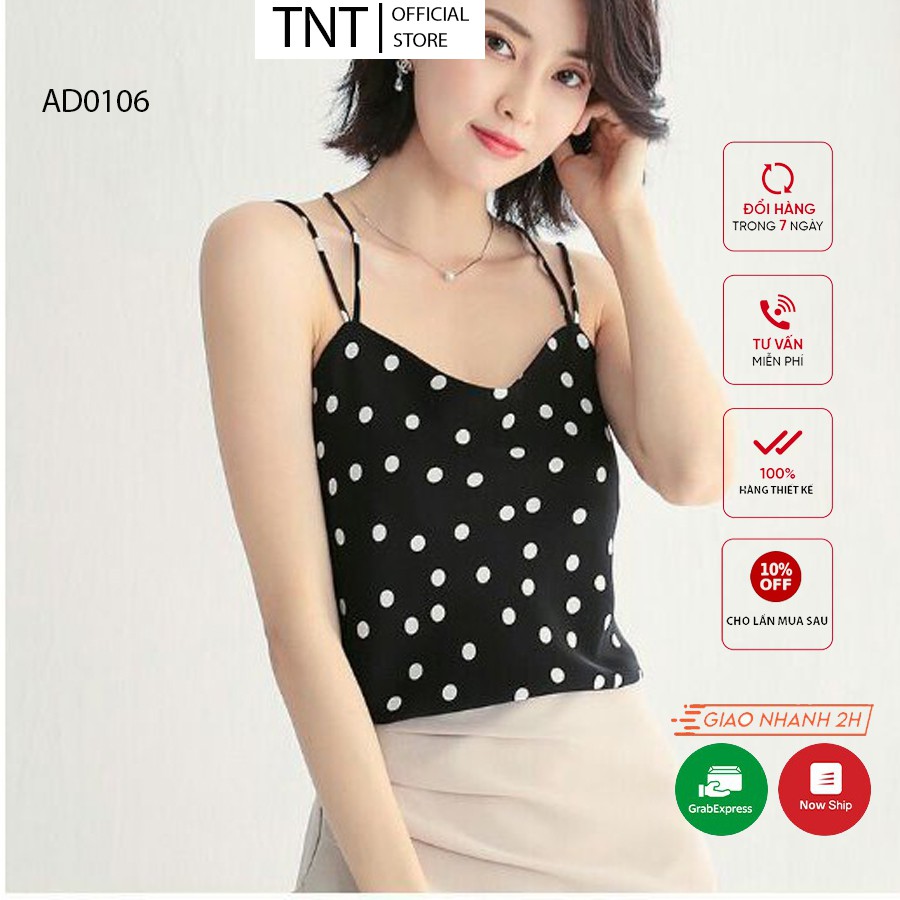 Áo 2 dây nữ sợi bún trơn GOROGI - áo hai dây nữ chấm bi dây nhỏ kiểu croptop chất lụa sang xịn mịn