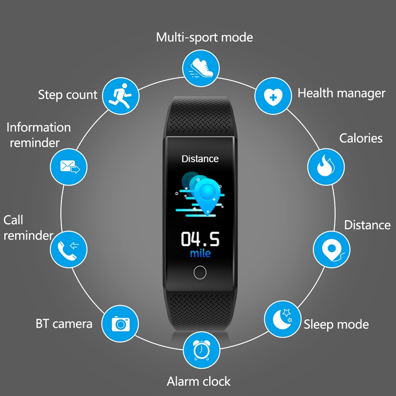 Lykry Đồng hồ đeo tay thông minh QW18T chức năng đo nhịp tim / nhiệt độ / theo dõi giấc ngủ cho Huawei Xiaomi IPhone