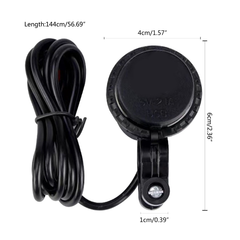 Ổ Cắm Sạc USB 5V 2.1A Chống Thấm Nước Gắn Tay Lái Xe Máy