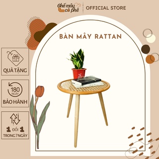 Bàn trà mây Rattan lắp ghép đơn giản, phù hợp làm bàn decor, trang trí trong nhà, bộ ban công