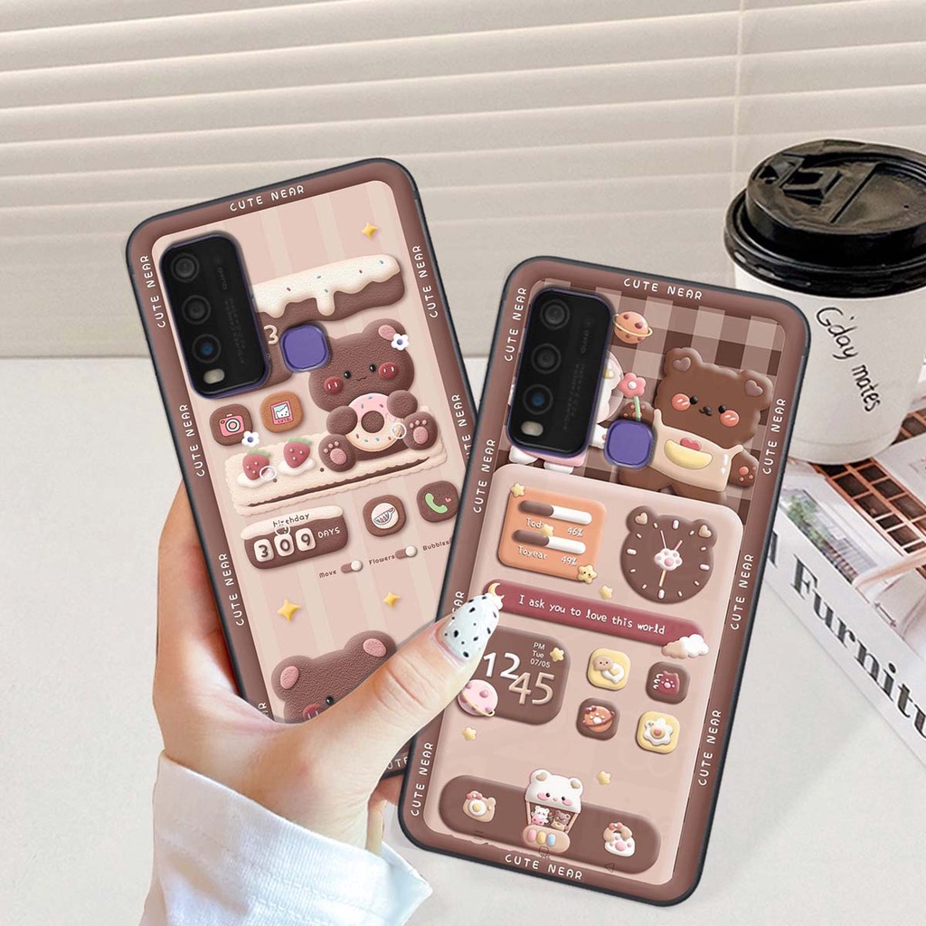 Ốp lưng Vivo Y30 / Y50 in hình gấu cute,bò sữa 3D cute dễ thương bảo vệ điện thoại.
