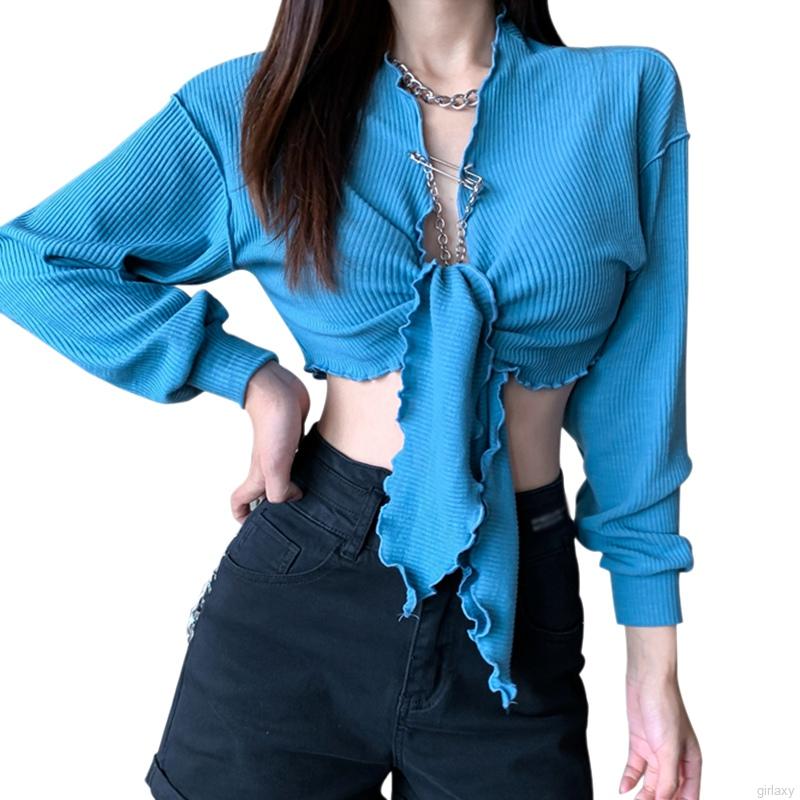 Áo Croptop Cột Dây Màu Trơn Phong Cách Hàn Quốc Quyến Rũ