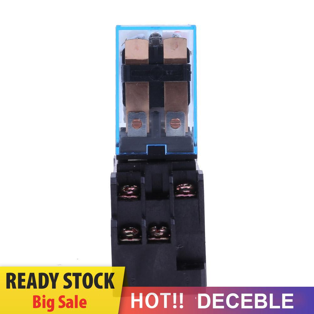 deceble 220V 10A LY2NJ Mini 8 Pin Coil Power Electric Relay With Socket Base Black