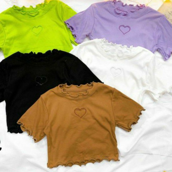 Áo croptop xoắn biên trái tim