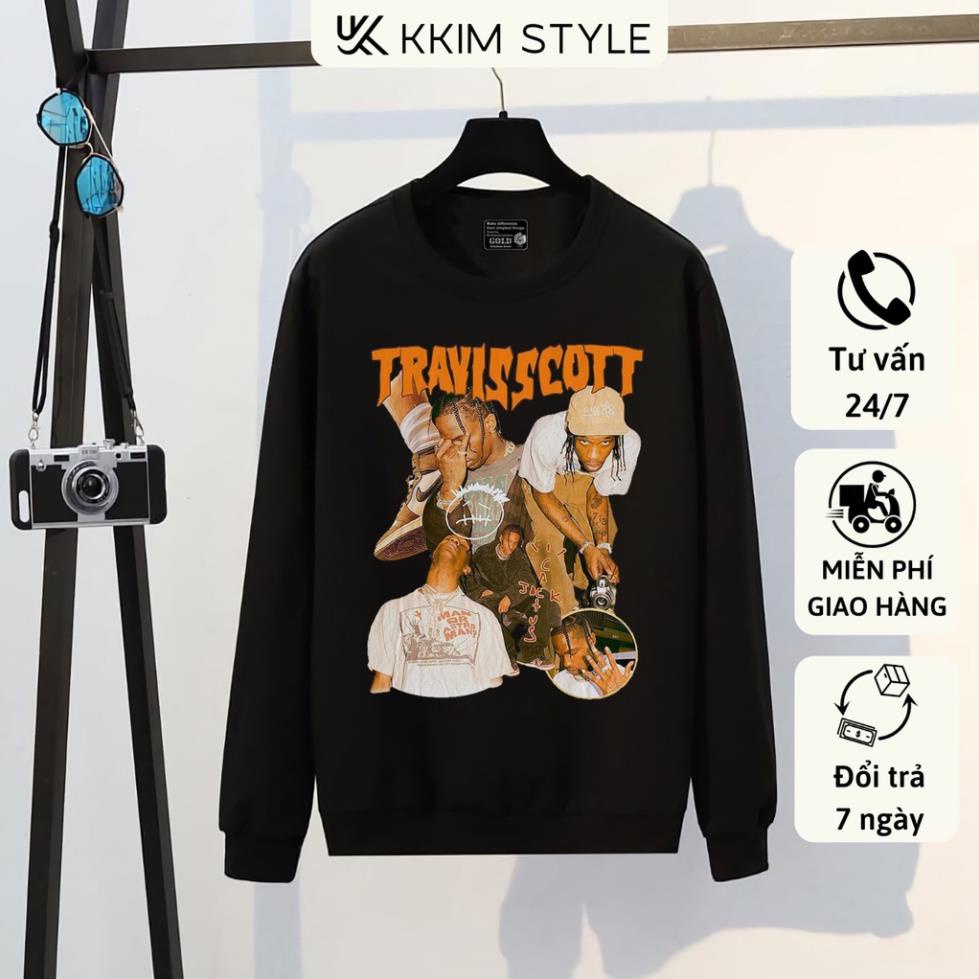 Áo Nỉ Sweater Travis Scott , Form Rộng Chuẩn Xu Hướng - Nỉ Dài Tay Unisex Nam Nữ. KKIM Style