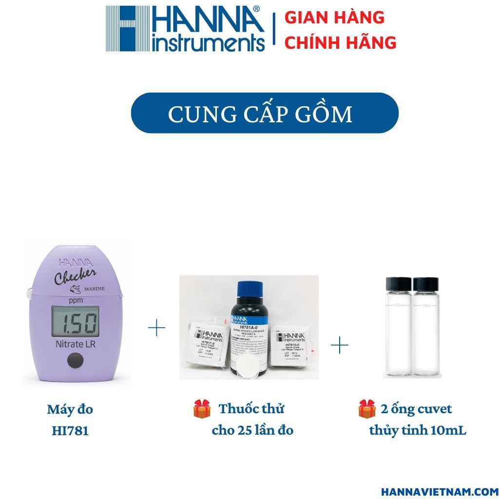Máy Đo Nitrat Cho Nước Mặn HI781 - Dùng cho Bể Cá nước mặn - Hồ nuôi trồng Thủy Sản
