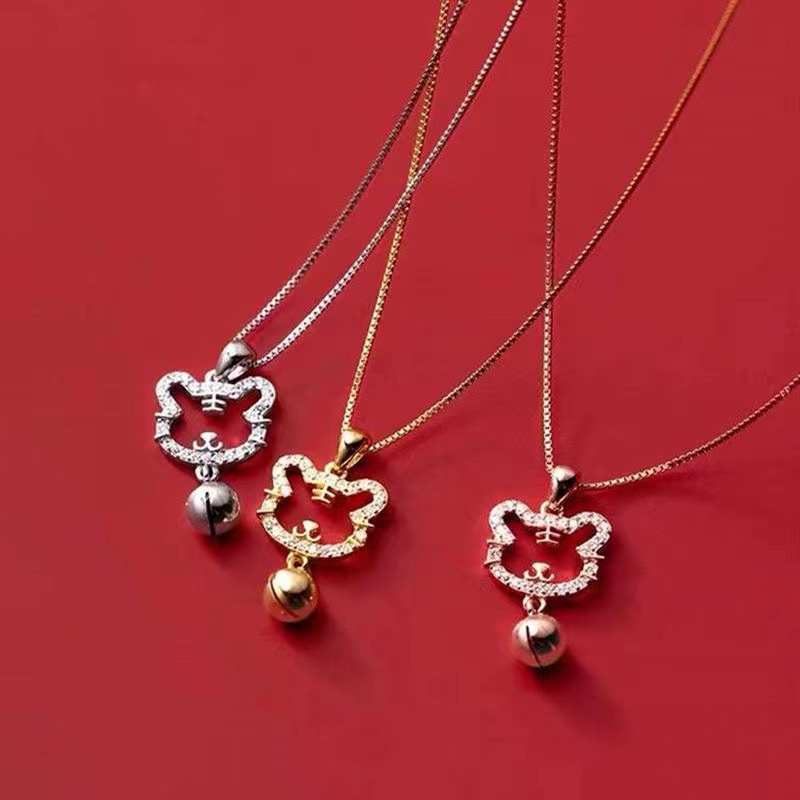 Vòng cổ Mặt Hình Con Hổ Kiểu Rỗng Đính Đá Đơn Giản Cho Nữ