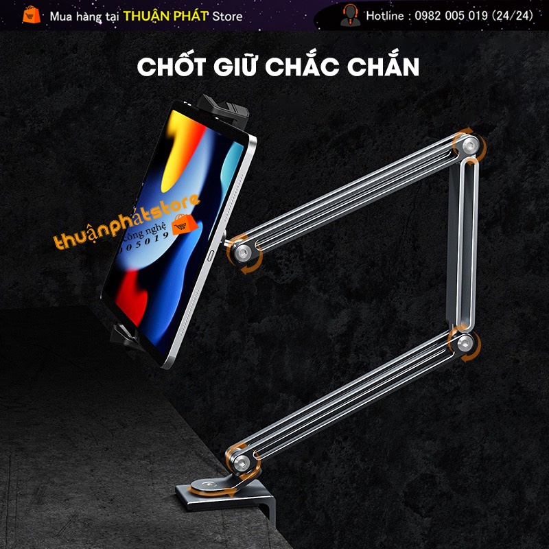 Tay Arm nâng, tay nâng máy tính bảng P67  kẹp bàn - kiêm giá đỡ kẹp giữ iPad, iPhone, Kindle