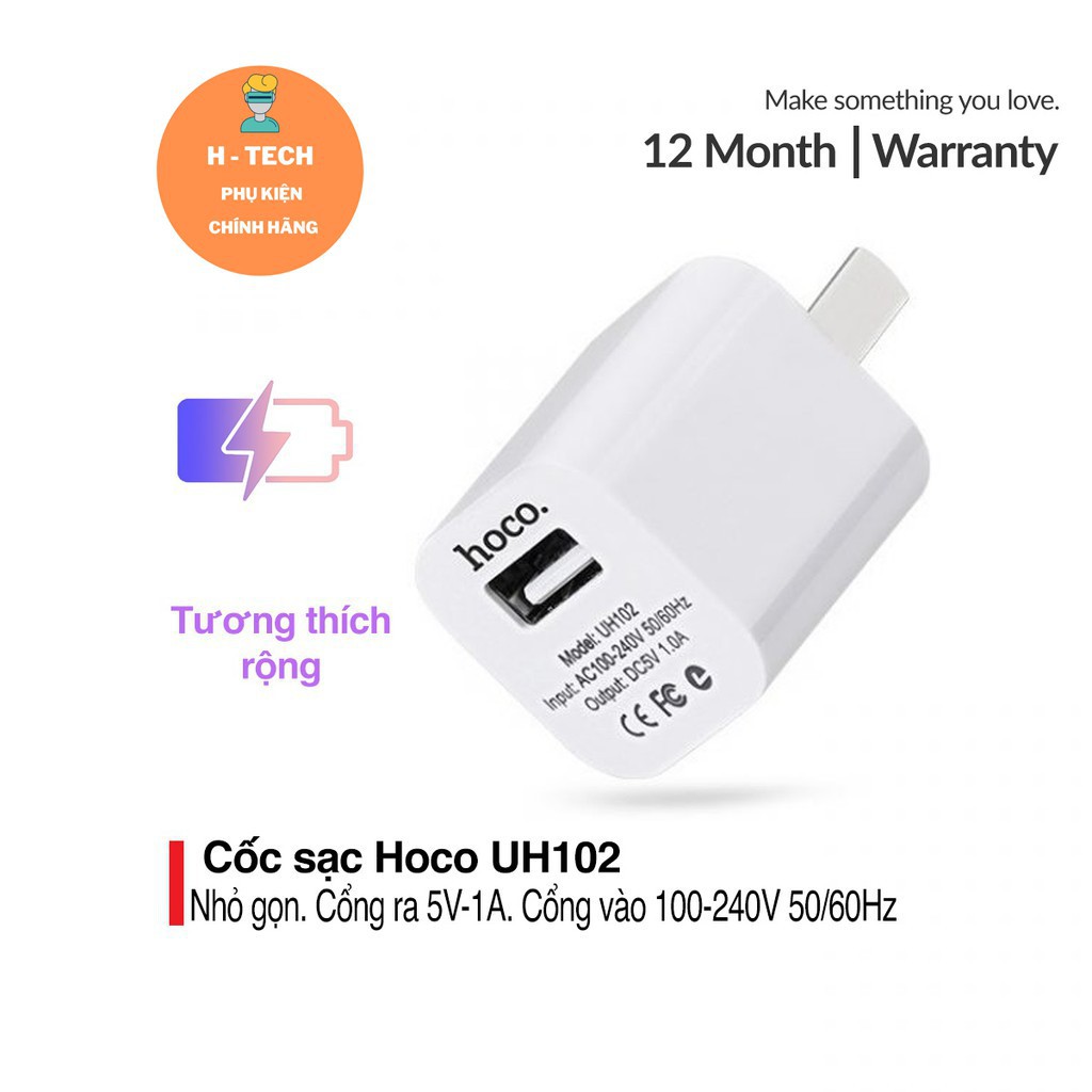 Củ Sạc HOCO UH102 Chính Hãng Cao Cấp - Hỗ Trợ Sạc Nhanh 5V/1A