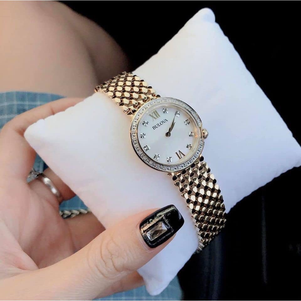Đồng hồ nữ Bulova 98r218 dây thép vẩy cá cực kì sang