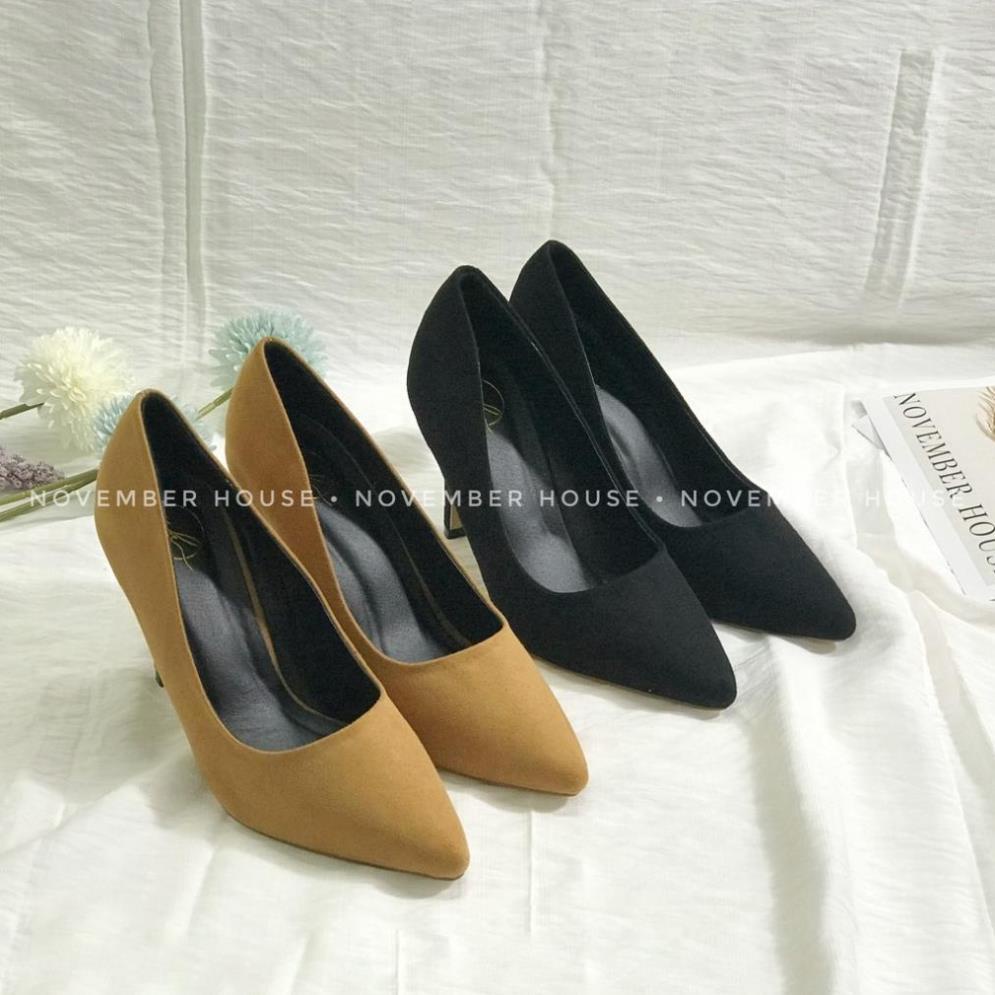 SẴN Giày cao gót da lộn kiểu dáng bít mũi màu trơn basic, 3 màu cực xinh TT47 ,, 💗