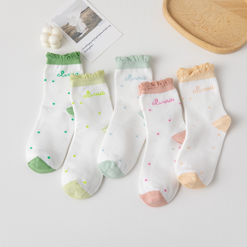Tất vớ nữ vải cotton thêu hình dễ thương co giãn phong cách Hàn Quốc, tất hình dâu tây đáng yêu