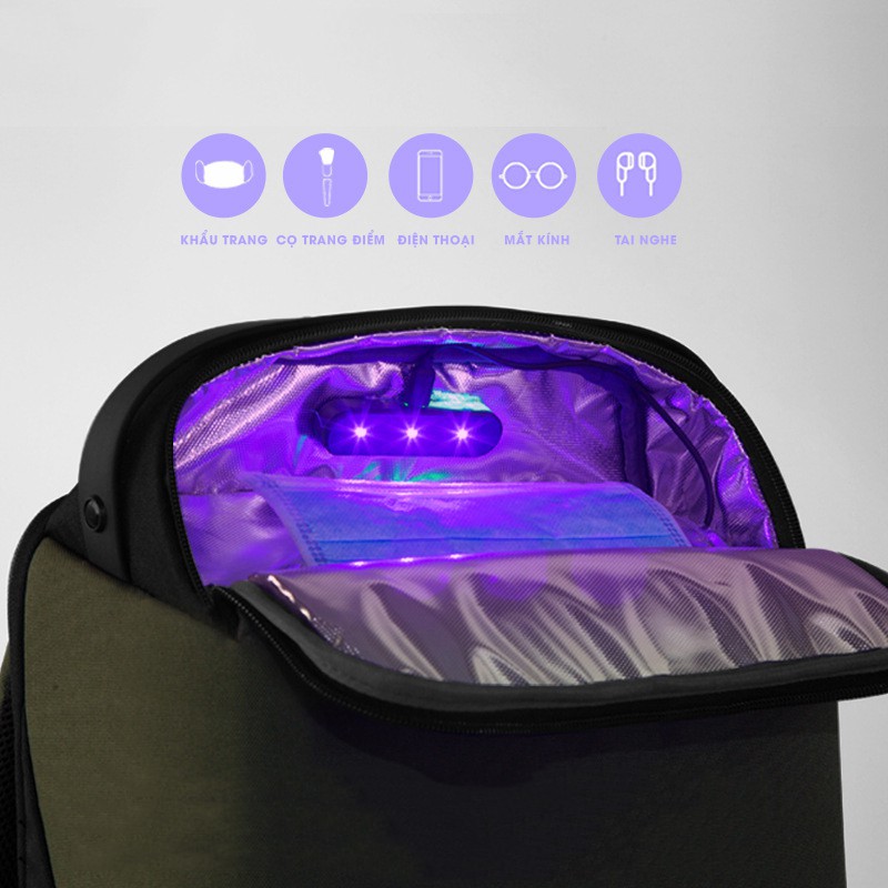 Balo du lịch công suất lớn, có ngăn khử khuẩn UV LED – KINGSONS SAFEBOX