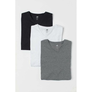 JP0 - Set 3 áo thun nam dài tay cổ chữ V H&M auth