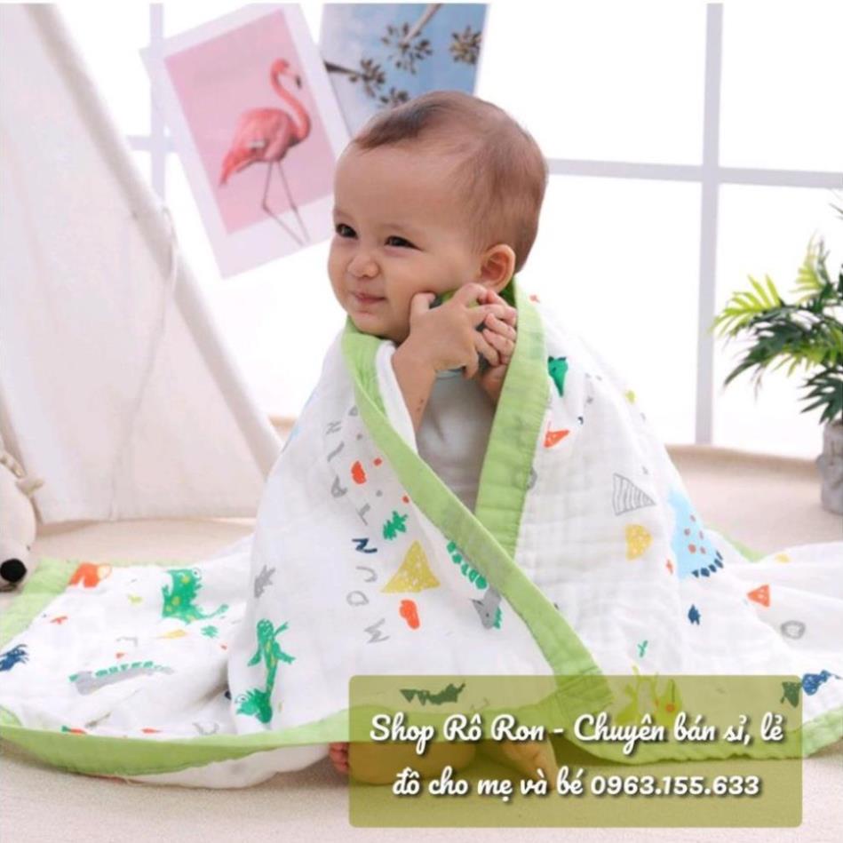 Chăn xô sợi tre 4 lớp - Chăn sợi tre bo viền MANNY 1m1*1m3