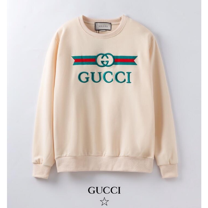 Áo Sweater Gucci Cổ Tròn Chất Liệu Cotton Thêu Họa Tiết Thời Trang Cho Nam Nữ