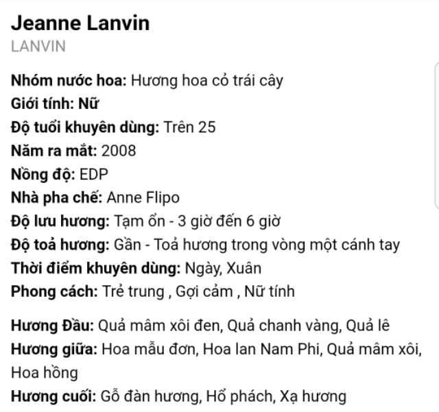 Nước hoa mini Jeanne Lanvin xách tay Mỹ