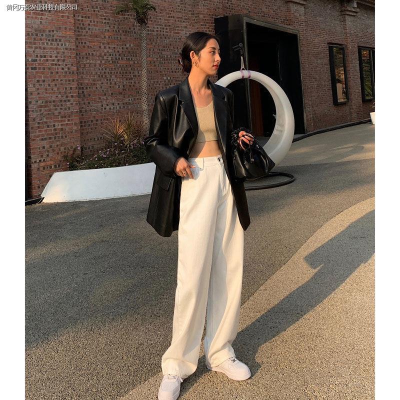 Áo Khoác Vest Da PU Dáng Rộng Màu Đen Thời Trang Thu Đông Dành Cho Nữ 2023