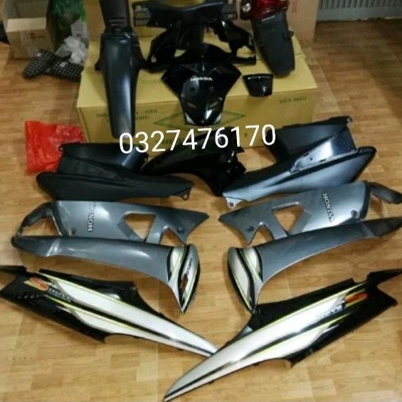 Bộ nhựa dàn áo xe WAVE S100 đen bạc zin chính hãng