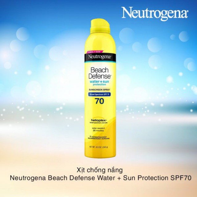 ❤️ Freeship ❤️ Xịt Chống Nắng Neutrogena Beach Defense Sunscreen Spray Broad Spectrum SPF 70 (240g)