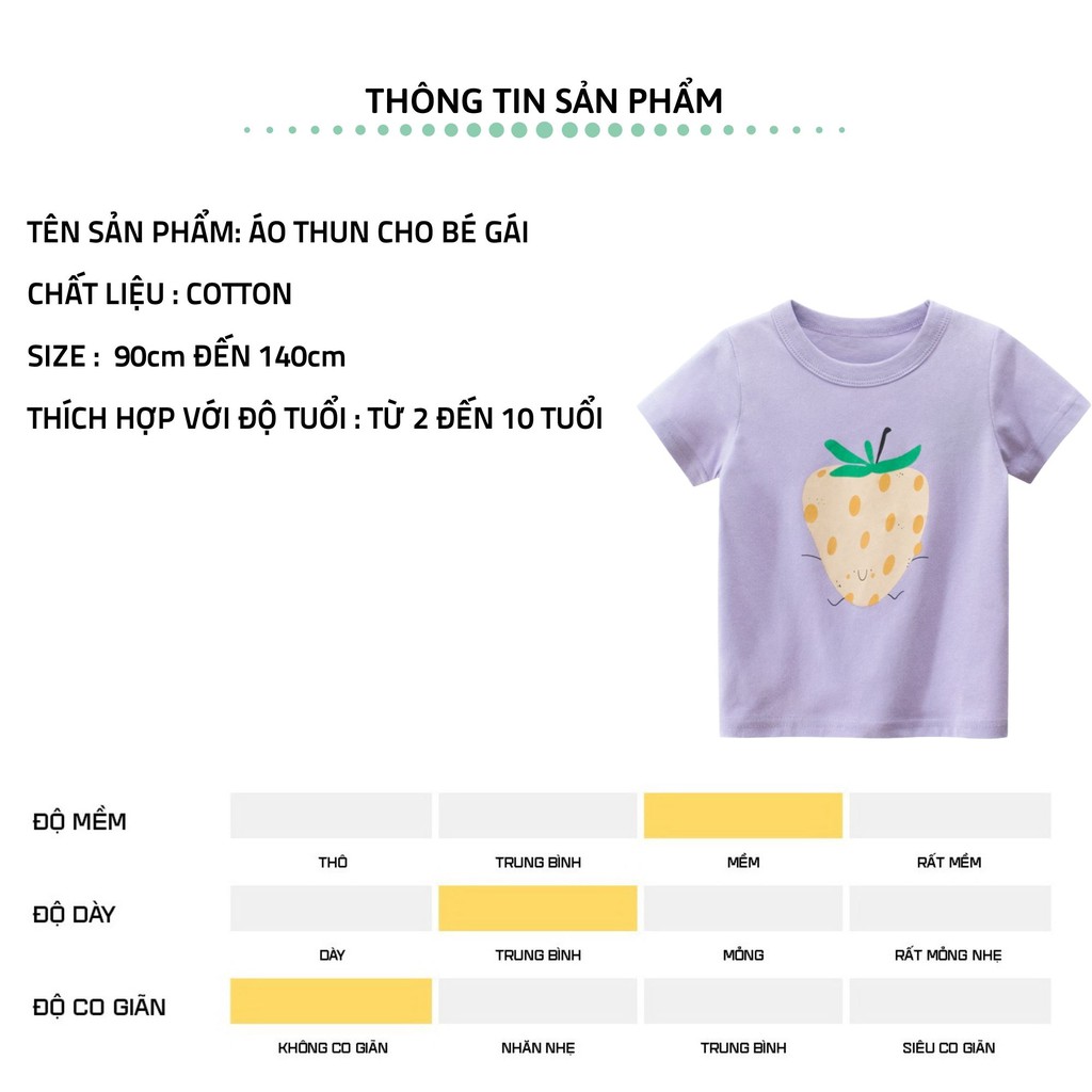 Áo thun bé gái ngắn tay 27Kids 27Home áo cộc nữ 100% Cotton cho trẻ từ 2-10 tuổi GSTS1