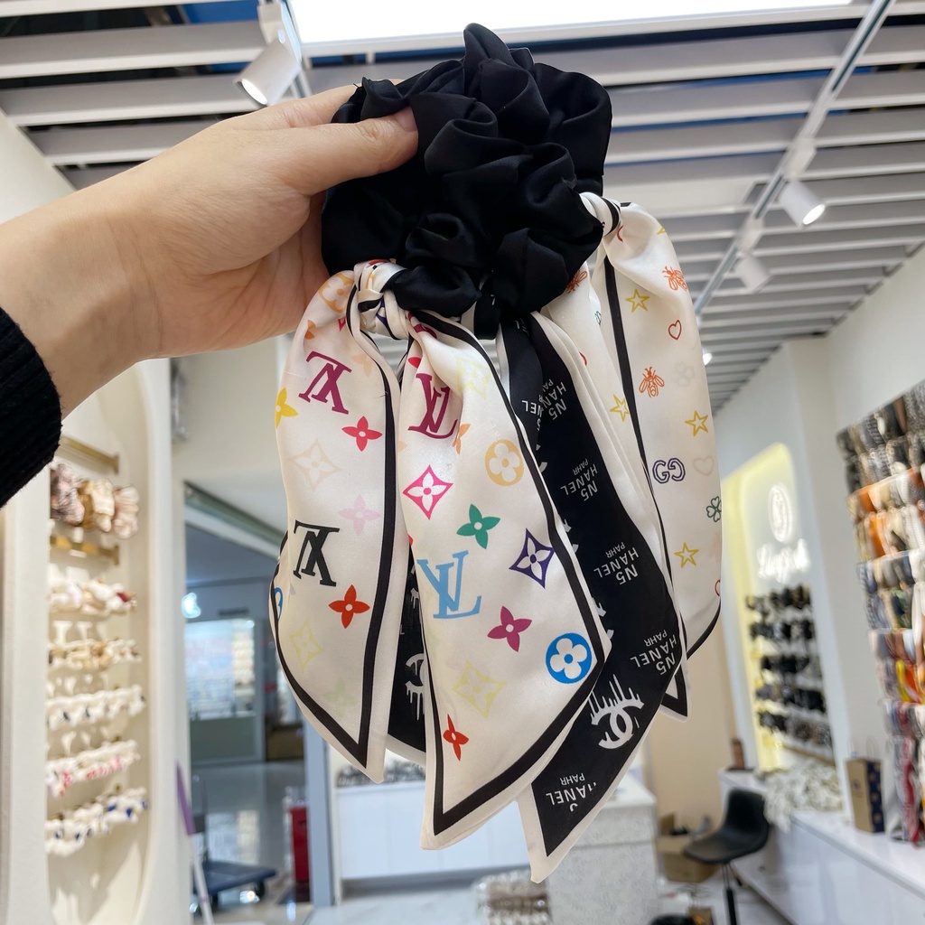 Dây buộc tóc vải satin họa tiết in nhiều kiểu độc đáo sành điệu