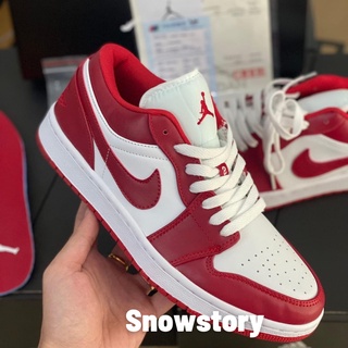 Giày jordan cổ thấp, sneaker nam nữ Jordan 1 Low trắng đỏ cực hot, JD 1 Cổ Thấp